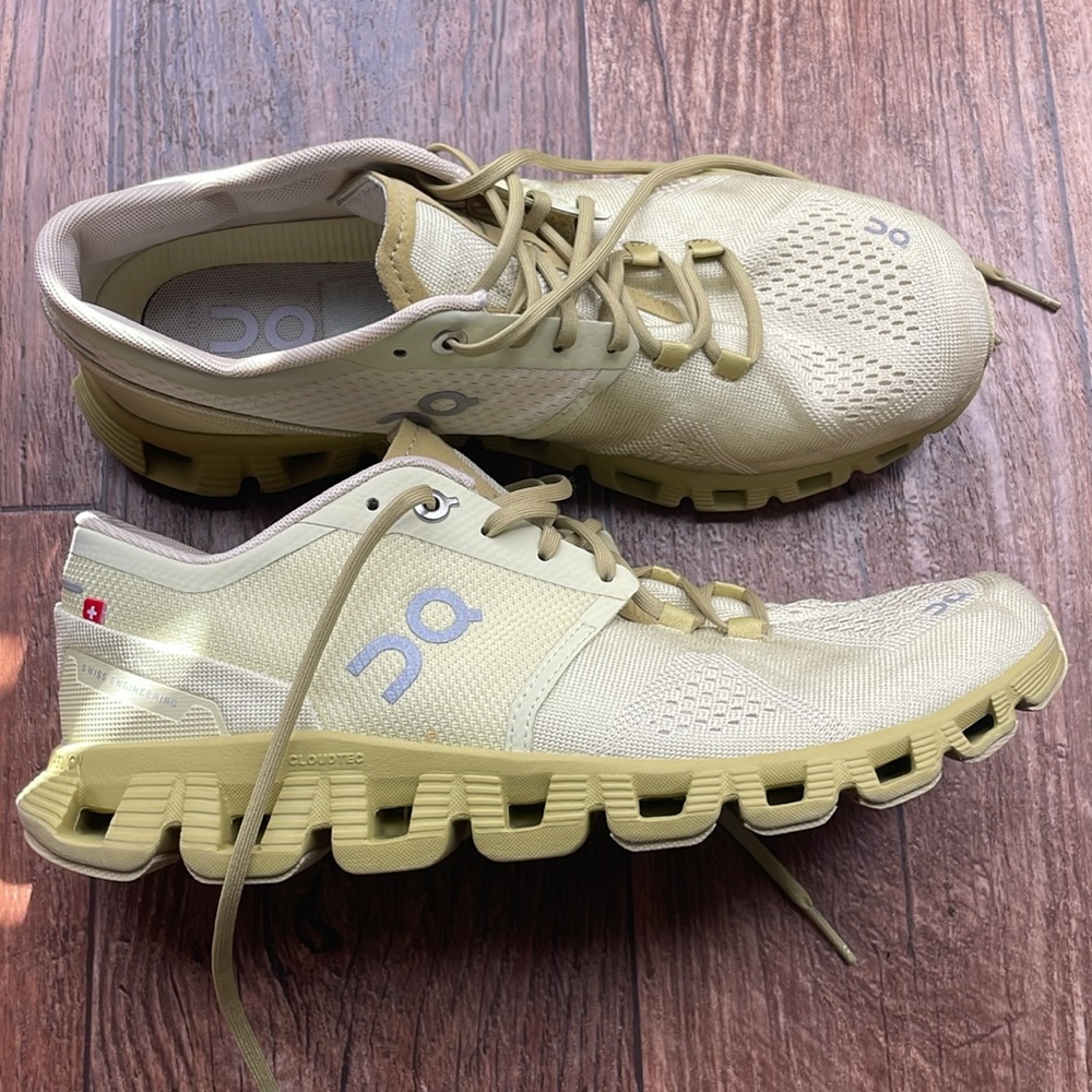 On Running Athletic Shoes in Light Beige